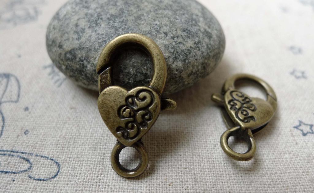 Accessories - 10 Pcs Antiqued Bronze Flower Lobster Clasps 15x26mm A5983