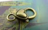 Accessories - 10 Pcs Antiqued Bronze Heart Lobster Clasps 14x27mm A5950