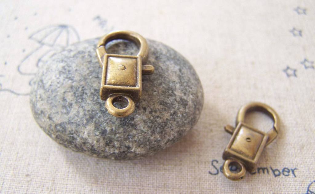 Accessories - 10 Pcs Antiqued Bronze Rectangular Lobster Clasps 8x27mm A5247