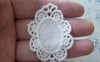Accessories - 10 Pcs Beige Filigree Floral Oval Cotton Lace Doily Base Setting Match 18x25mm A4852