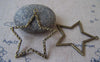 Accessories - 10 Pcs Bronze Star Frame Charms Textured Pendants 42mm A4156