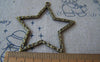 Accessories - 10 Pcs Bronze Star Frame Charms Textured Pendants 42mm A4156