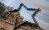 Accessories - 10 Pcs Bronze Star Frame Charms Textured Pendants 42mm A4156