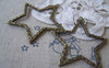 Accessories - 10 Pcs Bronze Star Frame Charms Textured Pendants 42mm A4156