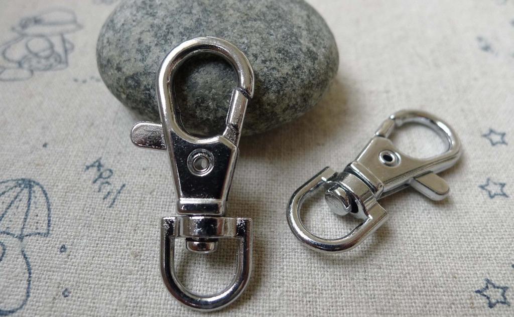 Accessories - 10 Pcs Chrome Color Lobster Swivel Clasps 11x31mm A6136