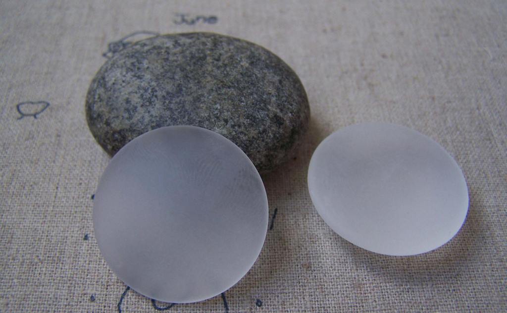 Accessories - 10 Pcs Frosted Glass Dome Round Cabochon Cameo 30mm A4986