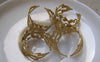 Accessories - 10 Pcs Gold Color Brass Adjustable Filigree Flower Ring Bases With 8mm Pad A3106
