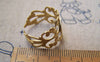 Accessories - 10 Pcs Gold Color Brass Adjustable Filigree Flower Ring Bases With 8mm Pad A3106
