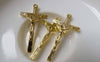Accessories - 10 Pcs Gold Crucifix Cross Pendants Jesus Charms 18x35mm A6730