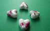 Accessories - 10 Pcs Hand Painted Heart Shaped Rondelle Ceramic Beads Huge Size15mm A1884