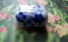 Accessories - 10 Pcs Hand Painted Rondelle Rectangular Blue Flower Oval Ceramic Beads 15x18mm A1860