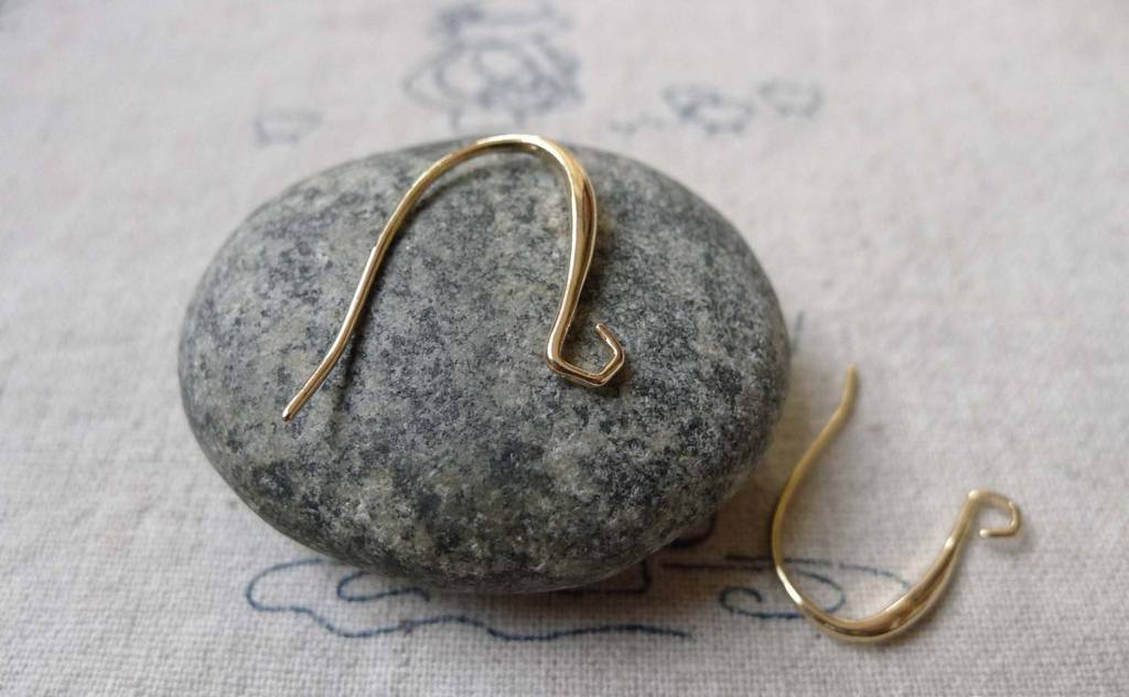 Accessories - 10 Pcs KC Gold Tone Brass Unique Hole Fish Hook Earwire Findings18mm A6603