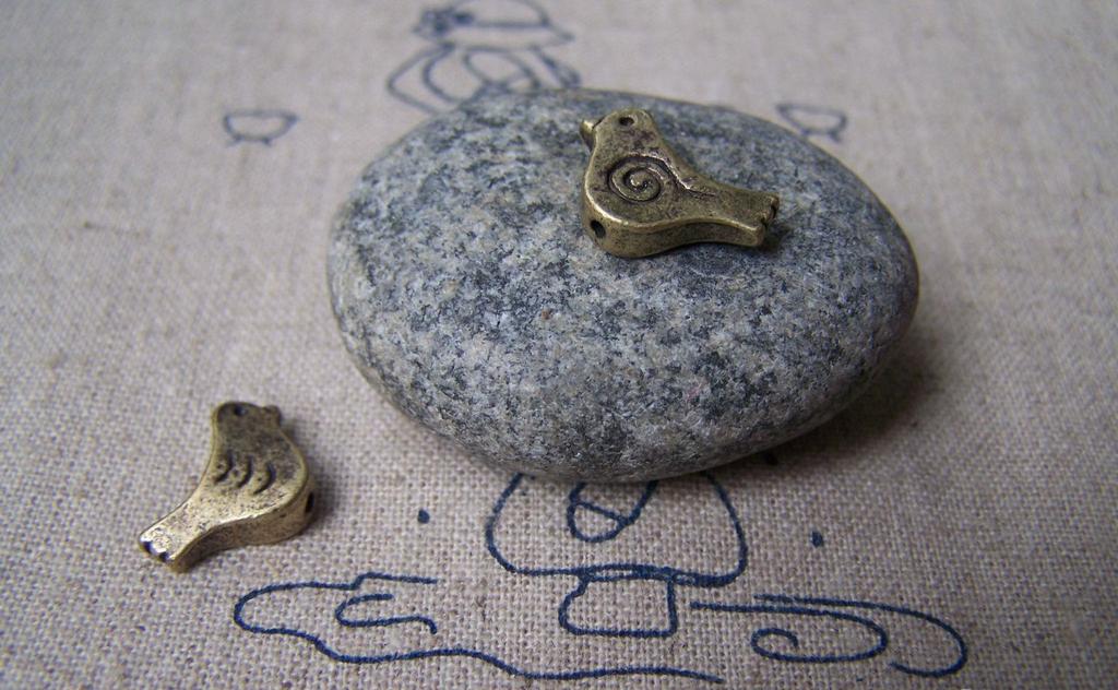 Animal Beads - 10 pcs Antique Bronze 3D Bird Spiral Spacer Beads A293