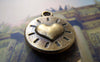 Hearts - 10 pcs Antique Bronze 3D Heart Round Charms Pendant 18mm A4227