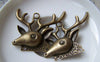 Birds, Pets & Animals - 10 pcs Antique Bronze Antler Deer Head Horn Pendants Connector A5762