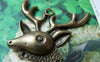 Birds, Pets & Animals - 10 pcs Antique Bronze Antler Deer Head Horn Pendants Connector A5762