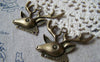 Birds, Pets & Animals - 10 pcs Antique Bronze Antler Deer Head Horn Pendants Connector A5762