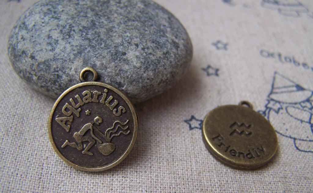 Ocean, Weather & Symbols - 10 pcs Antique Bronze Aquarius Water-Bearer Constellation Charms A1929