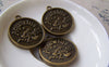 Accessories - 10 Pcs Of Antique Bronze Aquarius Water-Bearer Round Base Setting Charms Match 25mm Cameo A2541