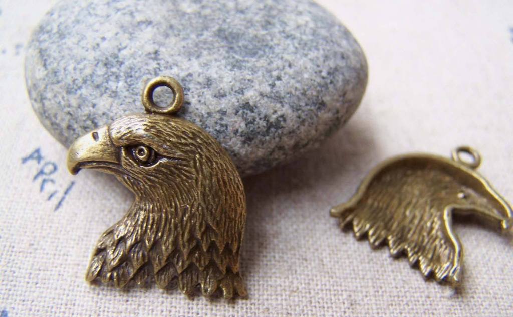 Birds, Pets & Animals - 10 pcs Antique Bronze Bald Eagle Head Charms Pendants 18x22mm A3046