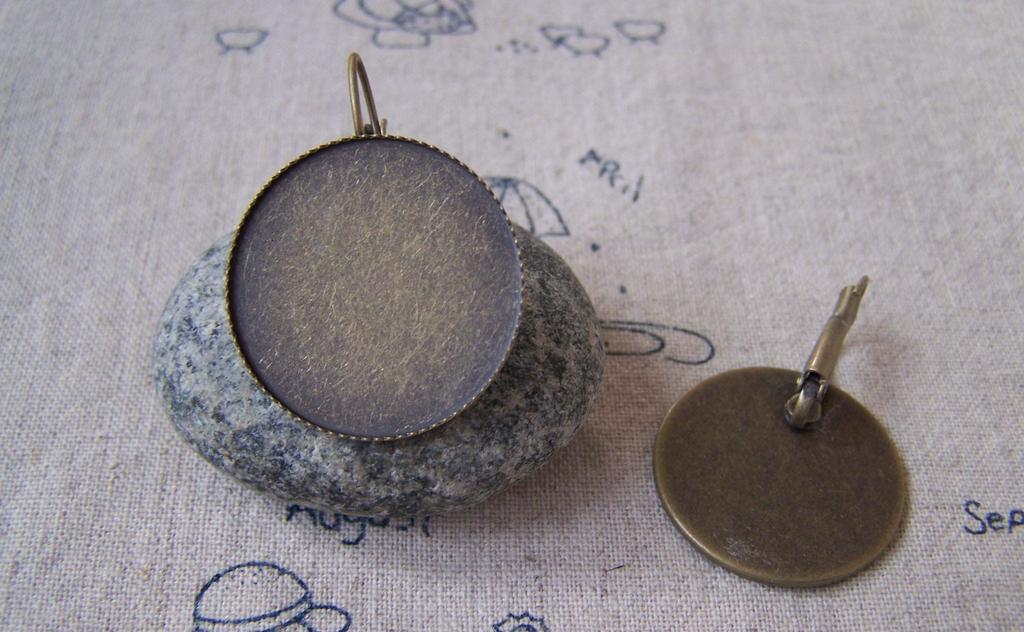 Accessories - 10 Pcs Of Antique Bronze Base Setting Earwire Match 25mm Bezel Sawtooth Edge A5353
