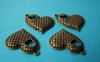 Hearts - 10 pcs Antique Bronze Basketweave Heart Charms 20x22mm A1509