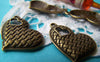 Hearts - 10 pcs Antique Bronze Basketweave Heart Charms 20x22mm A1509
