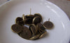 Earwire - 10 pcs Antique Bronze Bezel 10mm Ear Stud Earring Posts A4679