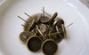 Earwire - 10 pcs Antique Bronze Bezel 10mm Ear Stud Earring Posts A5030