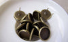 Earwire - 10 pcs Antique Brass Bezel 12mm Ear Stud Earring Posts A5031