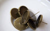 Earwire - 10 pcs Antique Bronze 14mm Ear Stud Earring Posts A5035
