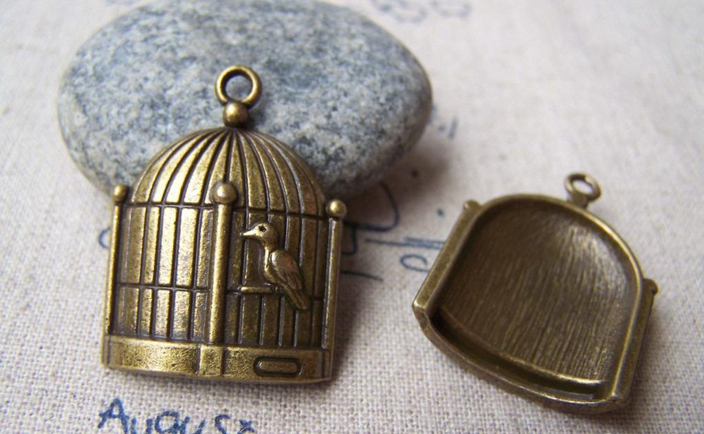 People, Profession & Hobby - 10 pcs Antique Bronze Bird Cage Pendants Charms 23x31mm A157