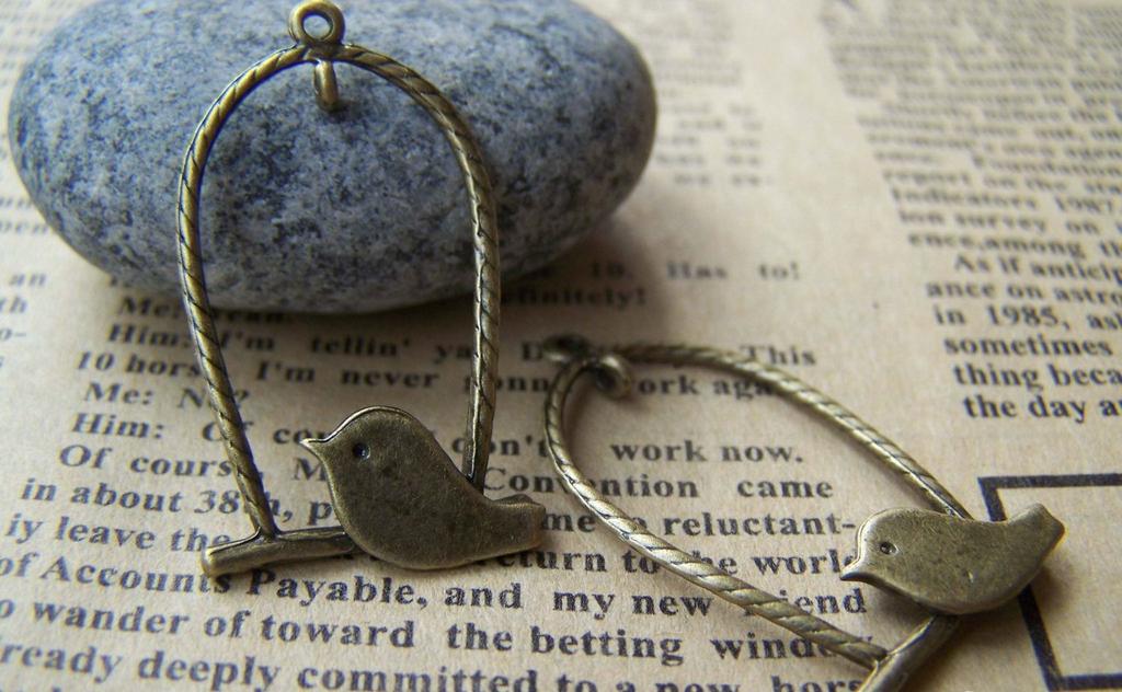 Birds, Pets & Animals - 10 pcs Antique Bronze Bird Cage Ring Connector Charms 18x29mm A269