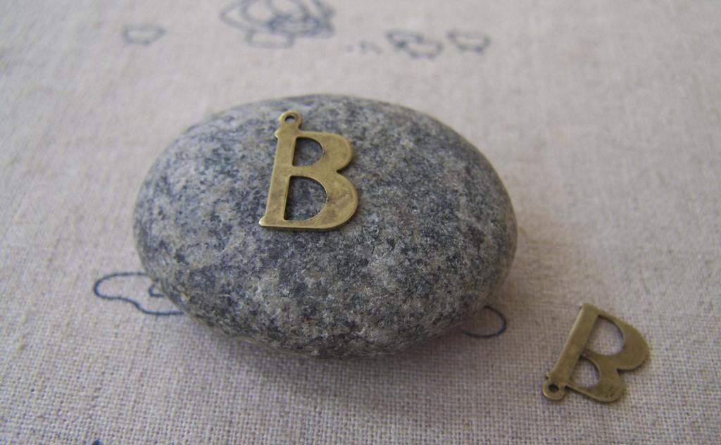 Accessories - 10 Pcs Of Antique Bronze Brass Alphabet Letter B Charms 9x15mm A2407