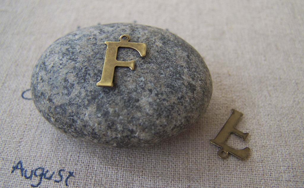 Accessories - 10 Pcs Of Antique Bronze Brass Alphabet Letter F Charms 9x15mm A2411