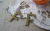 Accessories - 10 Pcs Of Antique Bronze Brass Alphabet Letter F Charms 9x15mm A2411