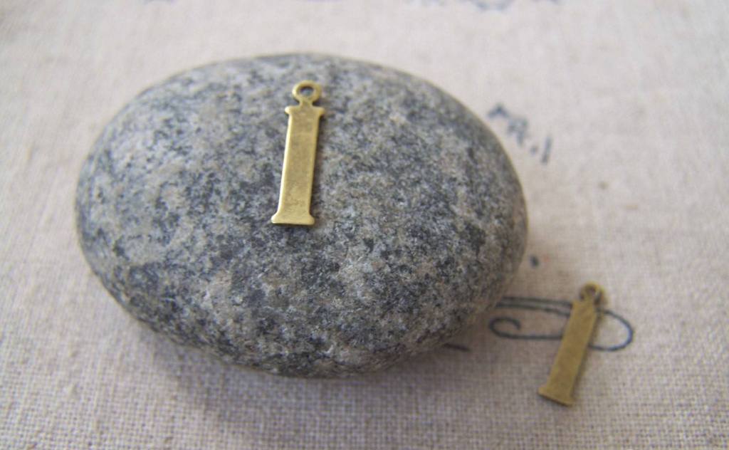 Accessories - 10 Pcs Of Antique Bronze Brass Alphabet Letter I Charms 3.5x15mm A2414