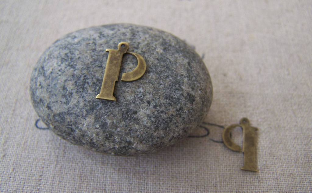 Accessories - 10 Pcs Of Antique Bronze Brass Alphabet Letter P Charms 10x15mm A2421