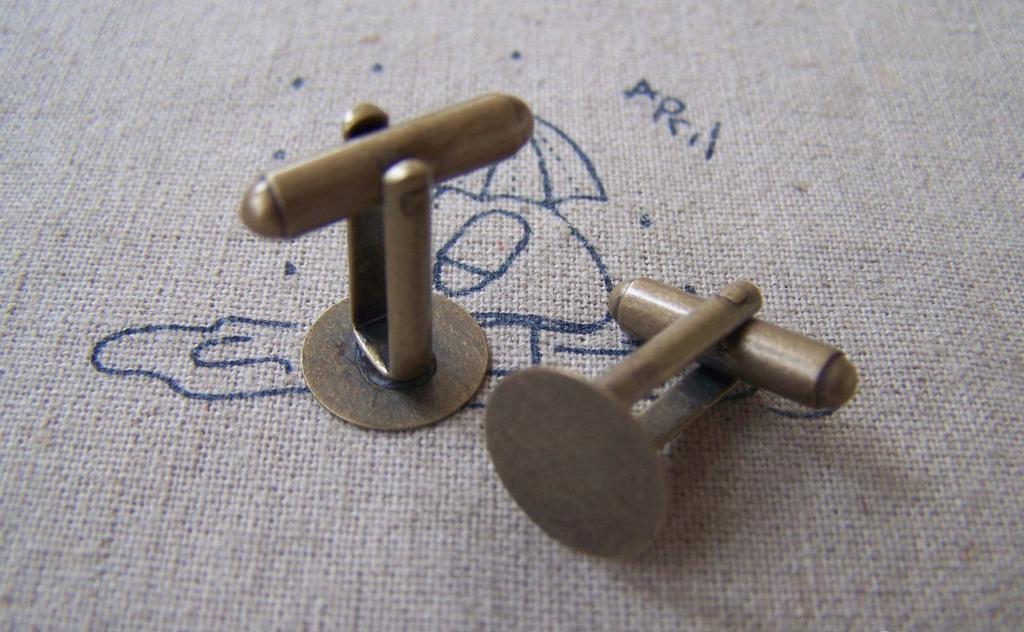 Accessories - 10 Pcs Of Antique Bronze Brass Cuff Links Cufflinks With 10mm Pad A1325