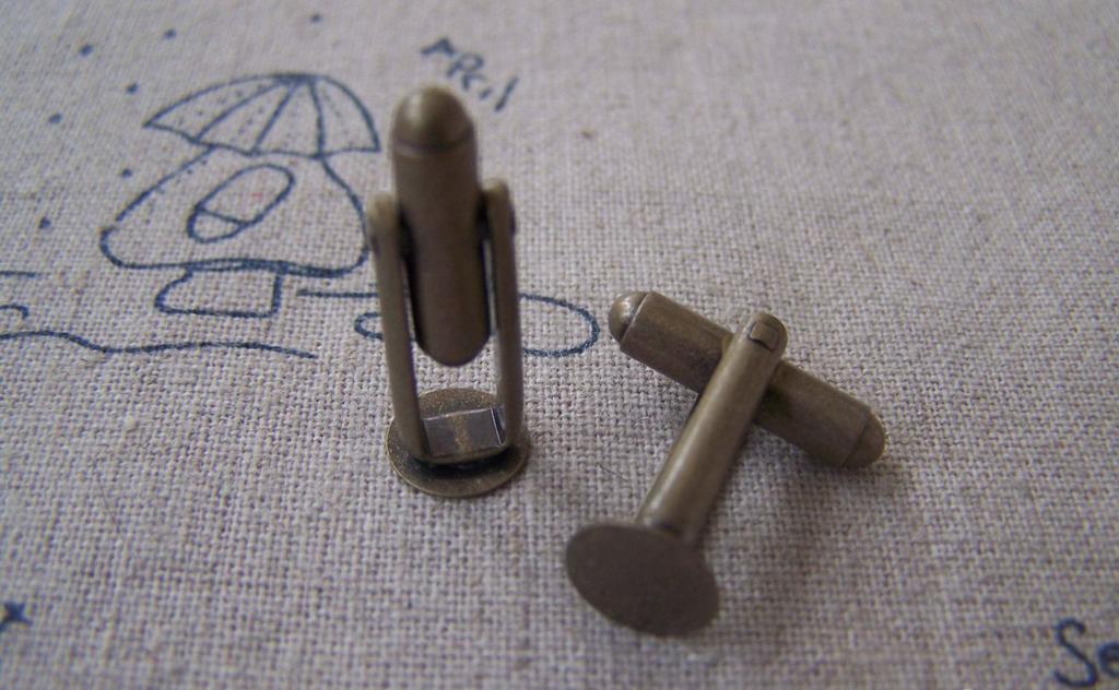 Accessories - 10 Pcs Of Antique Bronze Brass Cuff Links Cufflinks With 8mm Pad A2615