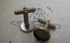 Accessories - 10 Pcs Of Antique Bronze Brass Cuff Links Cufflinks With Round Bezel Setting Match 12mm Cameo A2176