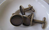 Accessories - 10 Pcs Of Antique Bronze Brass Cuff Links Cufflinks With Round Bezel Setting Match 16mm Cameo A2599