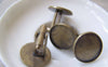 Accessories - 10 Pcs Of Antique Bronze Brass Cuff Links Cufflinks With Round Bezel Setting Match 18mm Cameo A2607