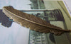 Accessories - 10 Pcs Of Antique Bronze Brass Feather Cabochon 12x53mm A421