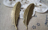 Accessories - 10 Pcs Of Antique Bronze Brass Feather Cabochon 12x53mm A421