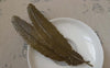 Accessories - 10 Pcs Of Antique Bronze Brass Feather Embellishment 24x110mm A7456