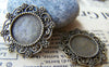 Accessories - 10 Pcs Of Antique Bronze Brass Round Base Settings Match 14mm Cabochon A3539