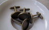 Accessories - 10 Pcs Of Antique Bronze Brass Screw Thread Cuff Links Cufflinks With Round Bezel Setting Match 16mm Cameo A2616