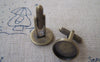 Accessories - 10 Pcs Of Antique Bronze Brass Screw Thread Cuff Links With Round Bezel Setting Match 14mm Cameo A2614