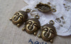 Accessories - 10 Pcs Of Antique Bronze Buddha Head Charms 15x22mm A722